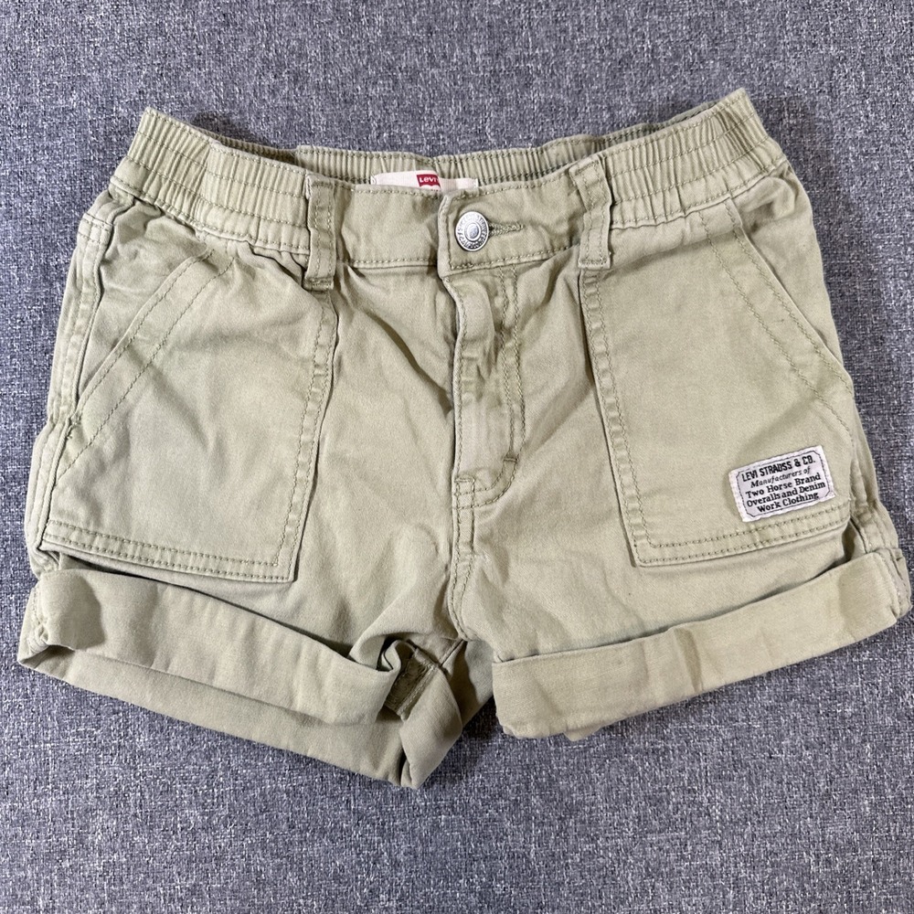 Levi's Women's Utility Shorts Size 10 Olive Green Roll Cuff Stretch Casual